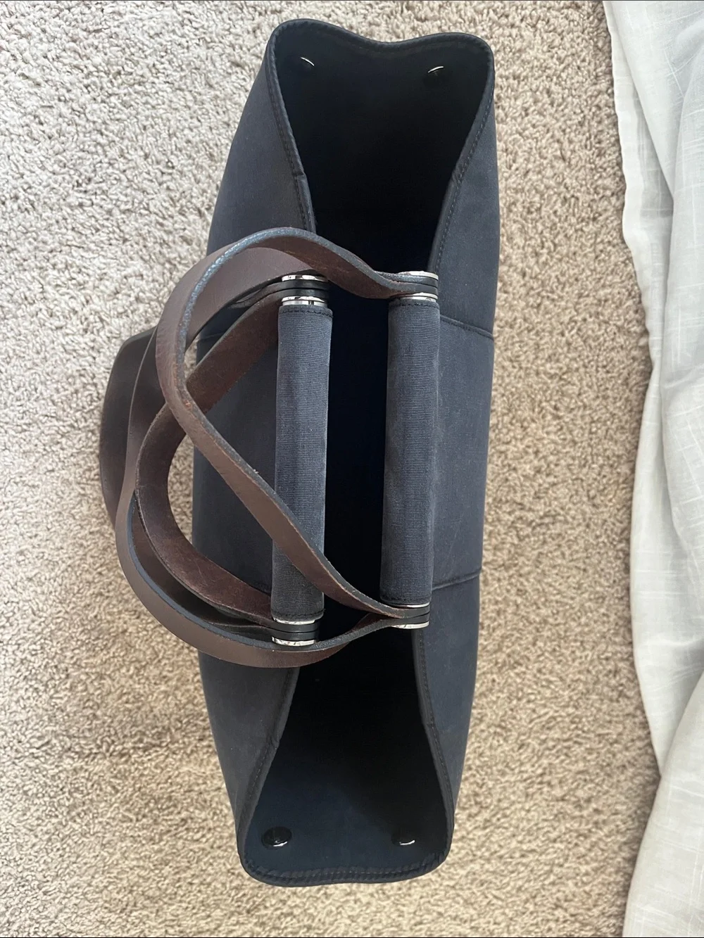 Hermes cabag PM Black Canvas Tote with Brown Leather Straps - Picture 3 of 16
